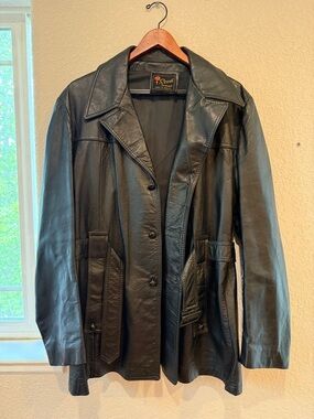 Reed Sportswear Black Leather Button-Front Women's Jacket